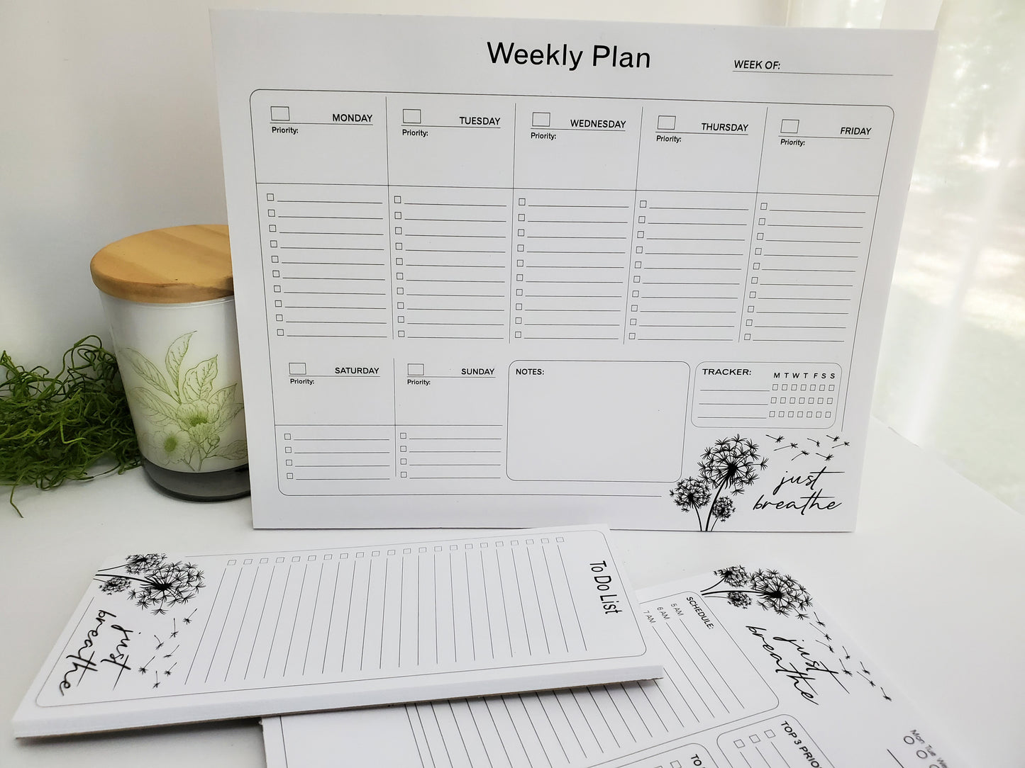 Daily Planner Notepad - Just Breathe