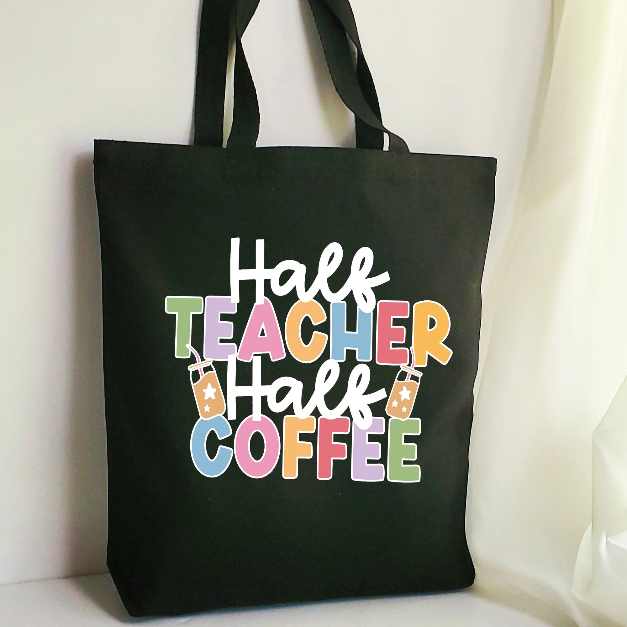 Half Teacher Half Coffee Canvas Tote Bag