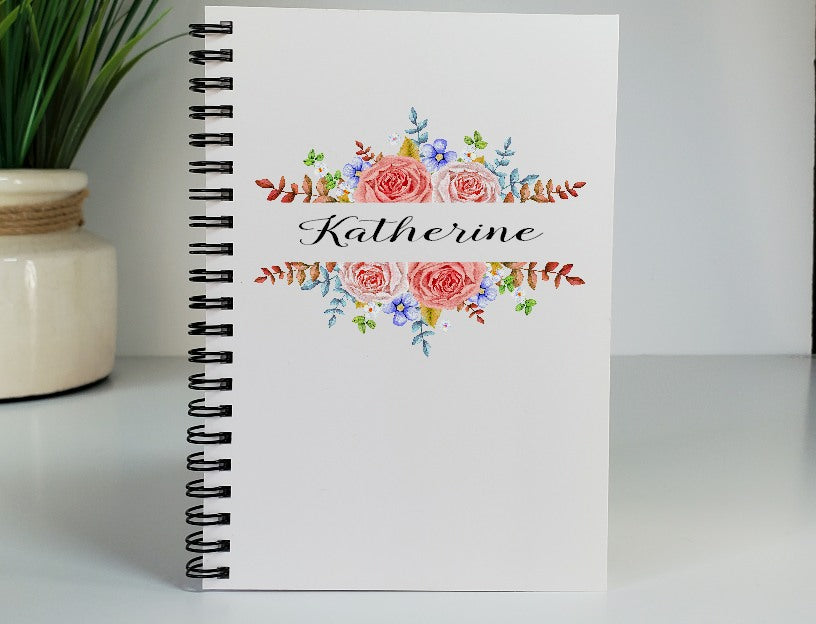 Name with Floral Border Personalized Notebook