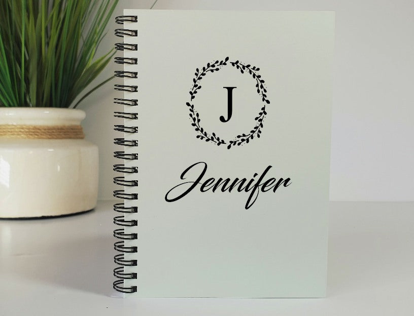 Name with Floral Border Personalized Notebook - Treasures & Delights, Etc.