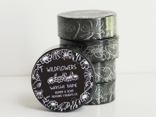 Wildflowers (BLACK) Washi Tape