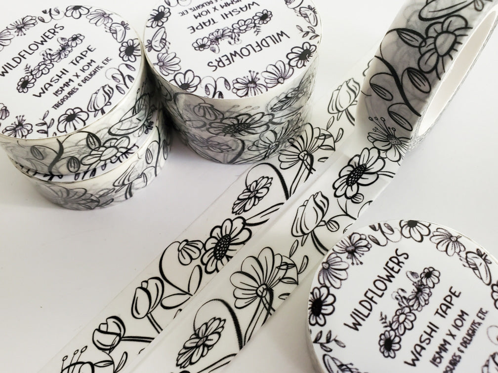 Wildflowers (WHITE) Washi Tape