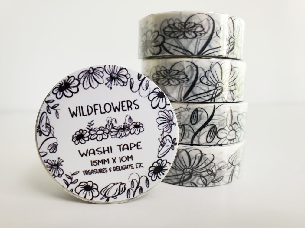 Wildflowers (WHITE) Washi Tape