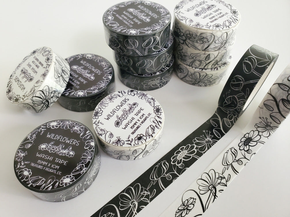 Wildflowers (WHITE) Washi Tape