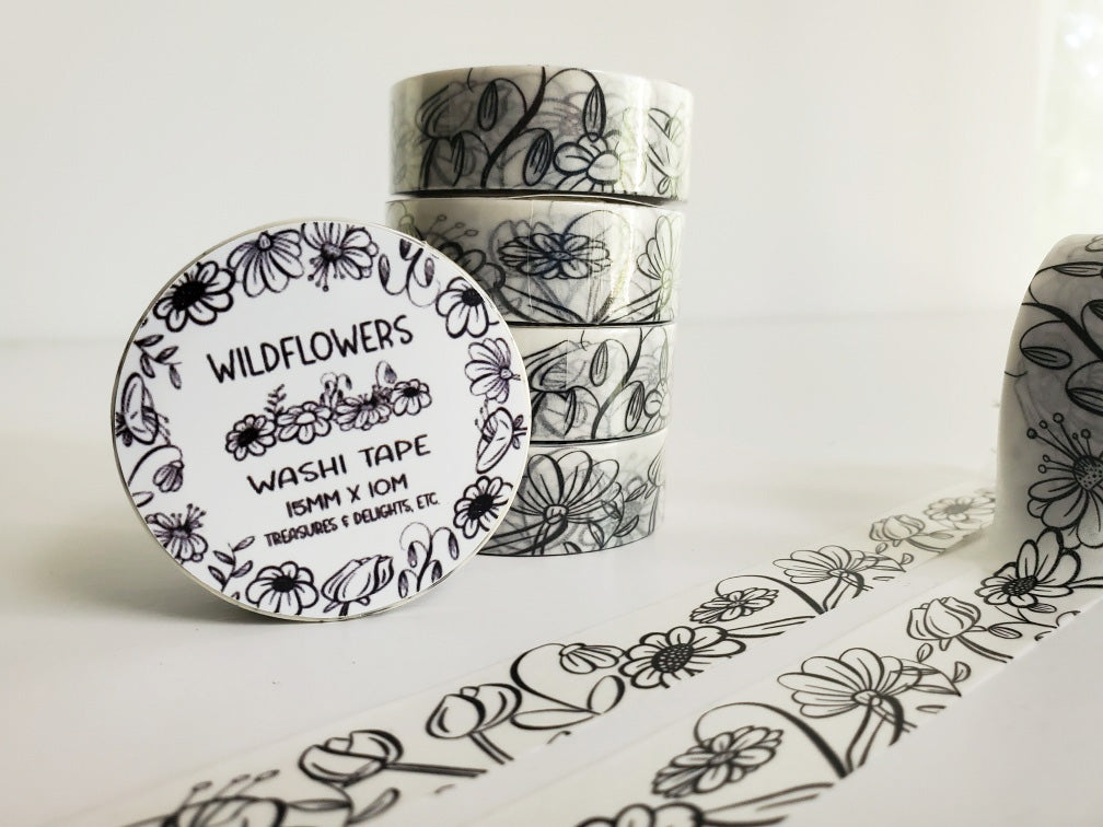 Wildflowers (WHITE) Washi Tape