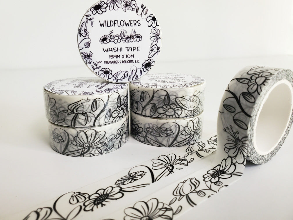 Wildflowers (WHITE) Washi Tape