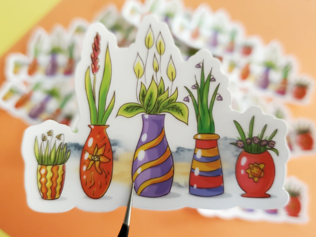 Vintage Vase Flower Stickers 25pcs – Estarcase