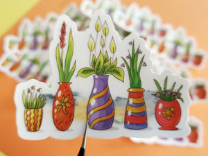 CLEAR Flower Vases Sticker