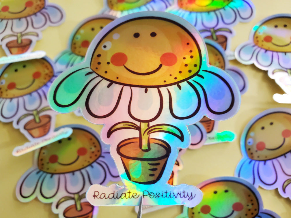HOLOGRAPHIC Radiate Positivity Daisy Sticker