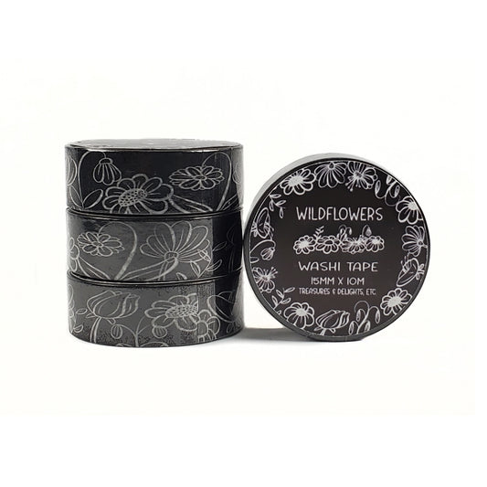 Wildflowers (BLACK) Washi Tape