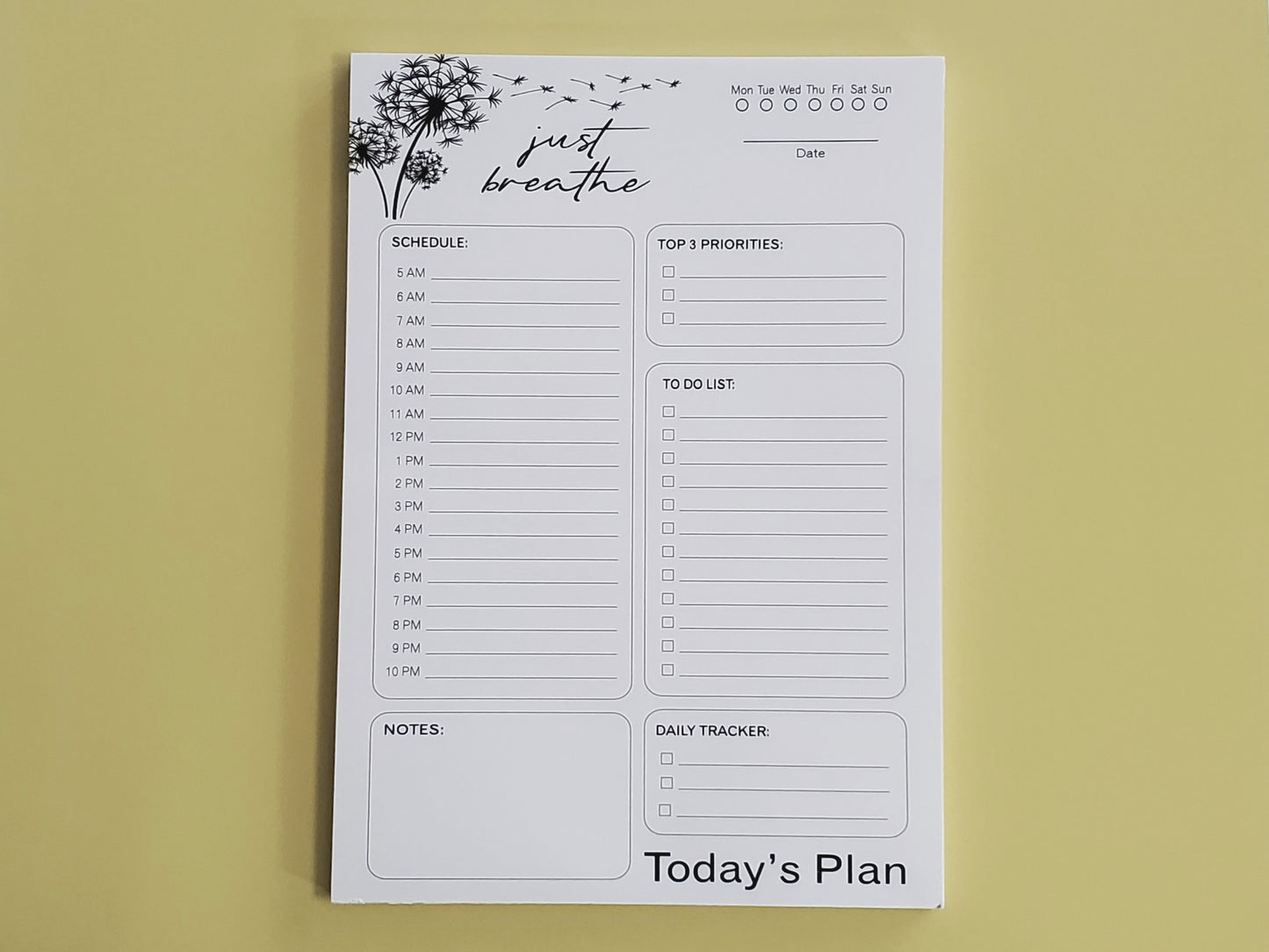 Daily Planner Notepad - Just Breathe