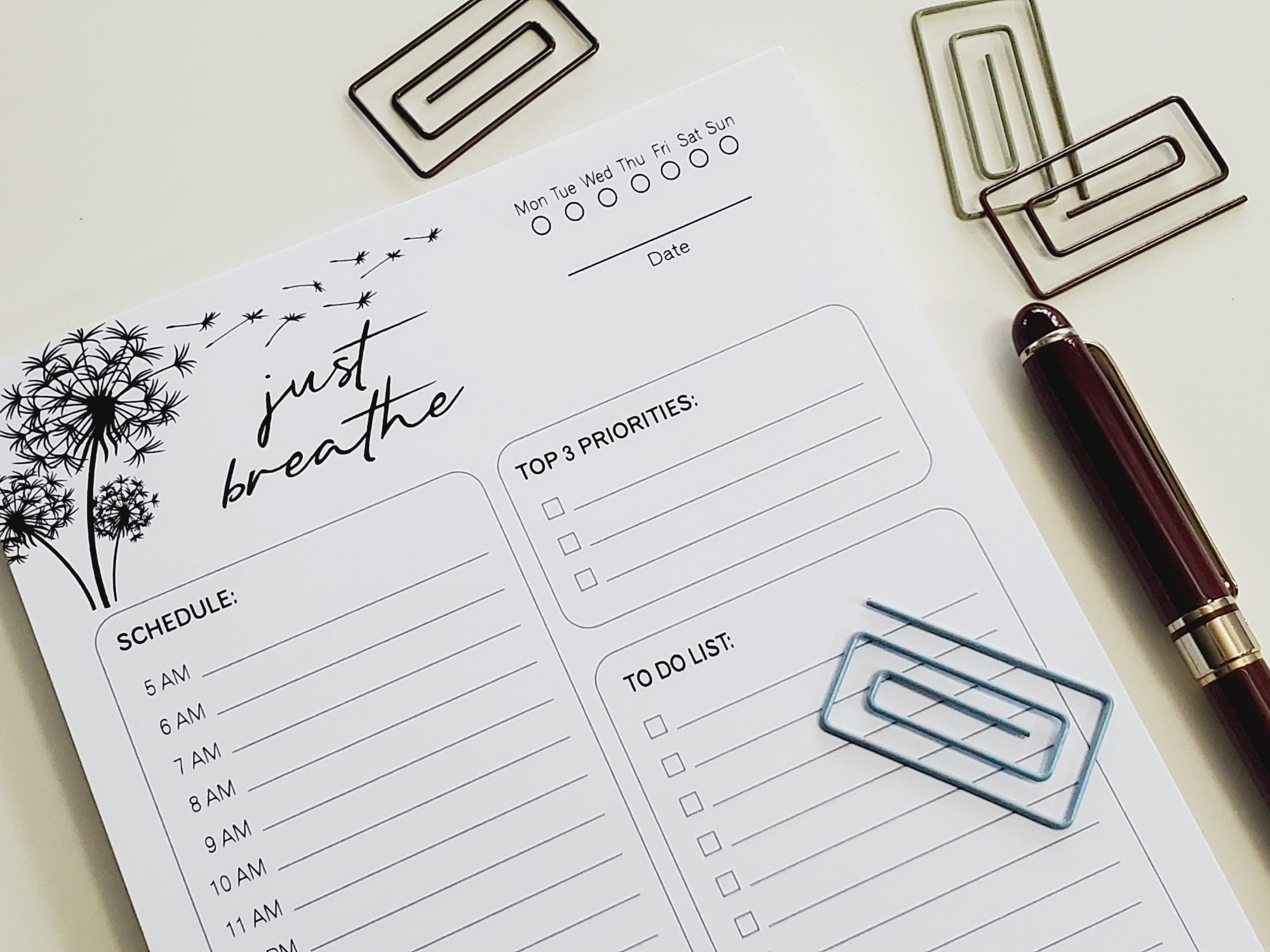 Daily Planner Notepad - Just Breathe