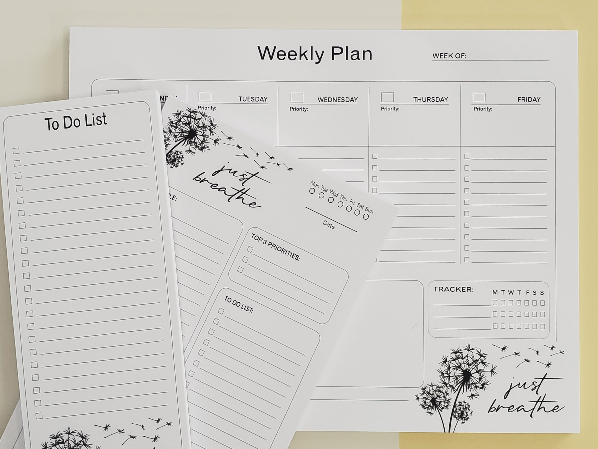 Weekly Planner Notepad - Just Breathe