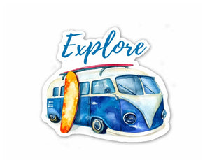 Explore Retro Van Sticker
