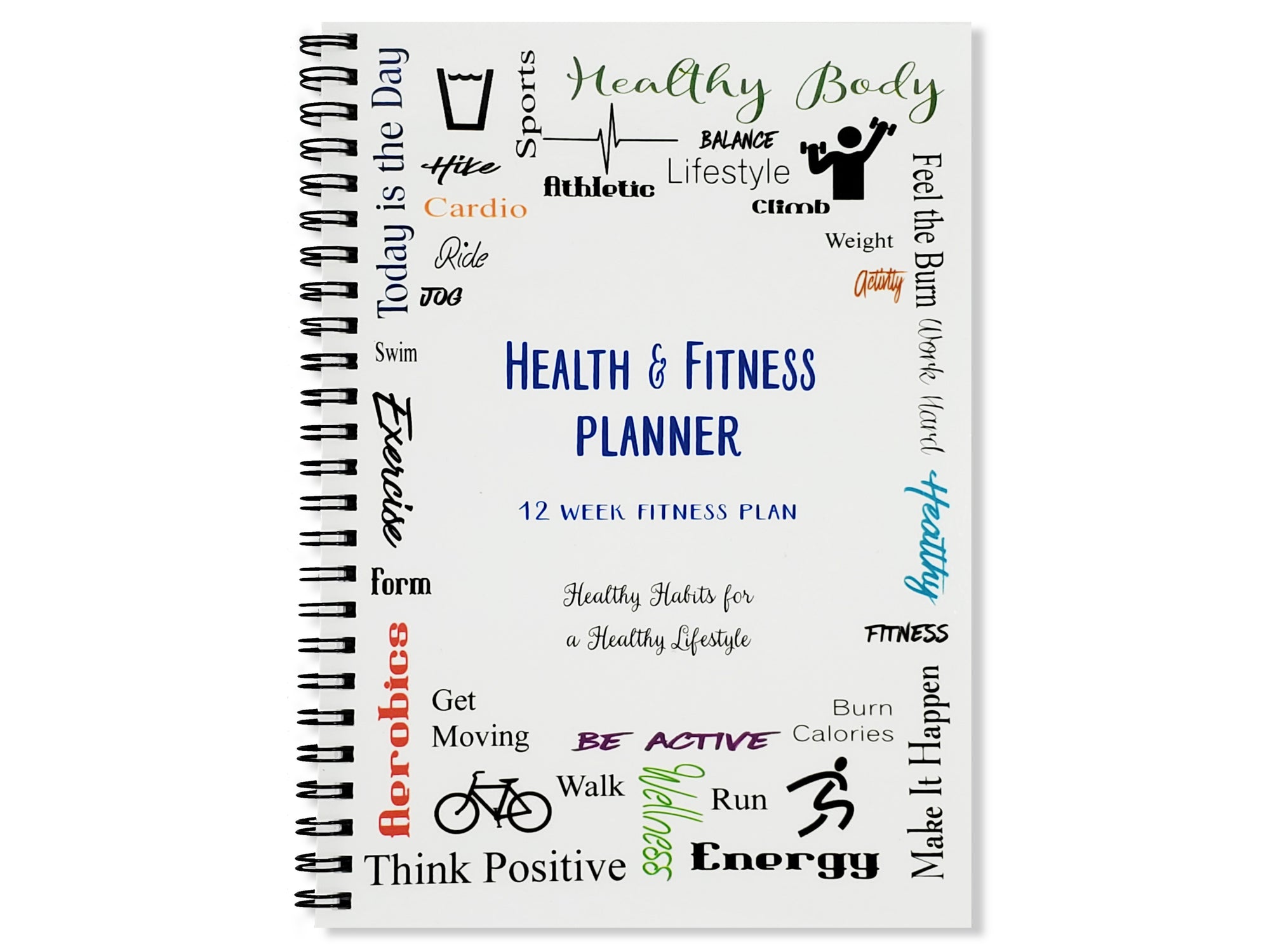 Health & Fitness Planner - 12 Week Fitness Journal - COLOR