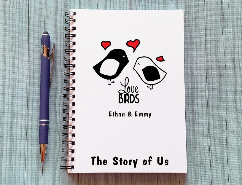 The Story of Us - Love Birds Personalized Notebook