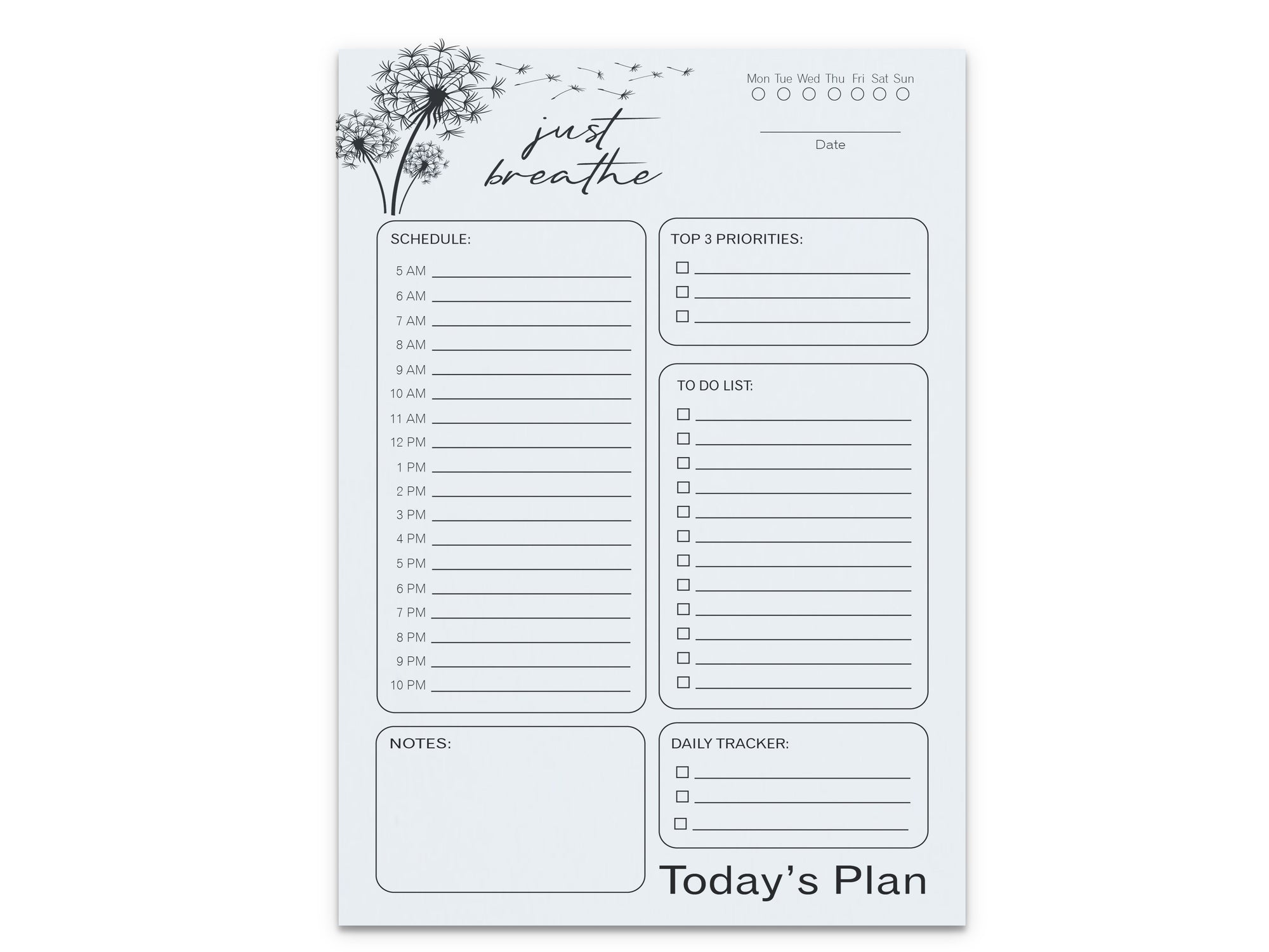 Daily Planner Notepad - Just Breathe