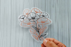 Clear Poppy Bouquet Sticker